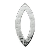 Sterling Silver Hammered Oval Olive Link Earring Connector 27mm x 12mm