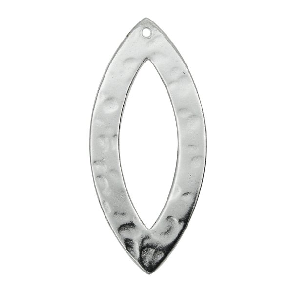 Sterling Silver Hammered Oval Olive Link Earring Connector 27mm x 12mm