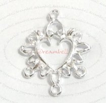 2x STERLING SILVER HEART FILIGREE Chandelier earrings Necklace CONNECTOR