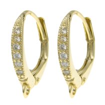 2x Vermeil 14k Gold Plated SILVER LEVERBACK CZ Crystal lever back Ear wire