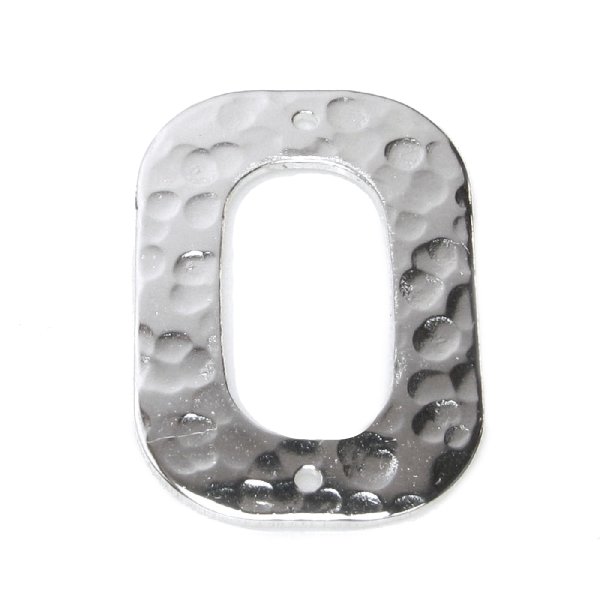 1x STERL SILVER RECTANGLE Hammered Jump ring Connector 22mm
