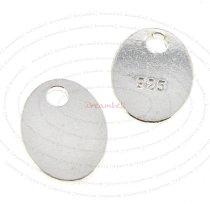 6x Sterling Silver OVAL TAG Hallmark 925 Stamped Charm Dangle Bead 8mm