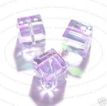 6x Swarovski Elements Crystal 5601 Violet Cube Bead 4mm AB