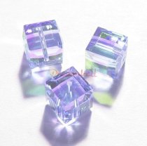 4x Swarovski Elements Crystal Cube Bead 5601 Tanzanite 6mm AB