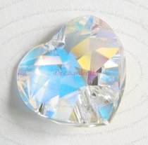 2x Swarovski Crystal Heart Charm pendant Clear AB 14mm 6202