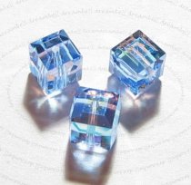6x Swarovski Elements Crystal 5601 Clear Cube Bead Lt Sapphire 4mm