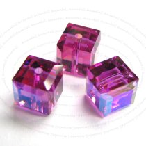 4x Swarovski Elements Crystal 5601 Cube Bead Fuchsia Pink 6mm