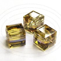 4x Swarovski Elements Crystal Cube Bead 5601 Lt Colorado Topaz AB 6mm