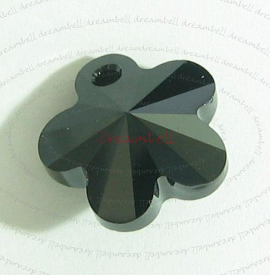 1x SWAROVSKI CRYSTAL 6744 Flower Charm Jet Black Bead 18mm