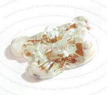 1x Encased Dichroic Lampwork Glass Butterfly Pendant Bead White 47mm