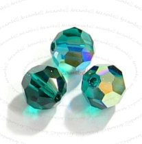 6x Swarovski Crystal Elements Round Faceted 5000 Emerald AB 8mm