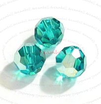 6x Swarovski Crystal Elements Round Bead 5000 Blue Zircon AB 8mm
