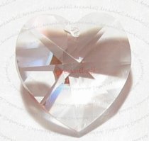 1x Swarovski Crystal 6202 Heart Pendant Clear 28mm