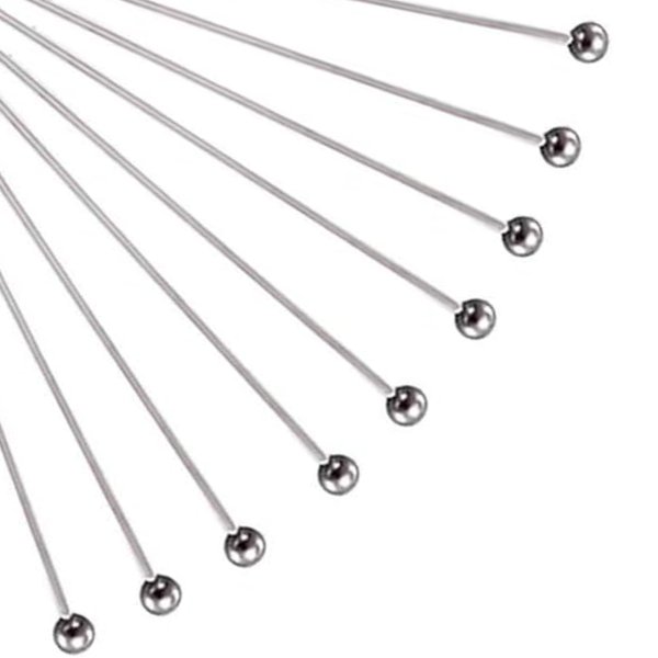 20x Sterling Silver Single Ball Dot Headpins 24ga 24 gauge 1.5"