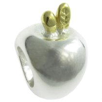 Gold 925 Sterling Silver CUTE APPLE Bead for European Charm Bracelets