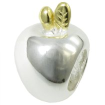 Gold 925 Sterling Silver CUTE APPLE Bead for European Charm Bracelets