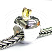 Gold 925 Sterling Silver CUTE APPLE Bead for European Charm Bracelets