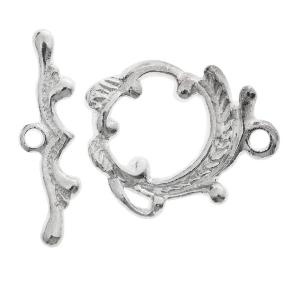 1x Sterling silver FLOWER LEAF Toggle Clasp 17.5mm