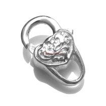 STERLING SILVER HEART LOBSTER CLASP LOCK Trigger BEAD 18mm HEAVY