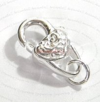STERLING SILVER HEART LOBSTER CLASP LOCK Trigger BEAD 18mm HEAVY