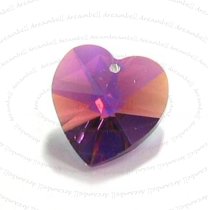 1x Swarovski Crystal Heart Charm pendant Amethyst 18mm 6202 AB