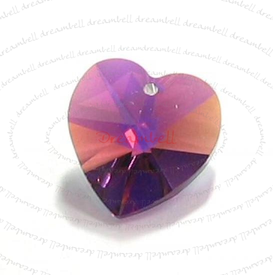 1x Swarovski Crystal Heart Charm pendant Amethyst 18mm 6202 AB