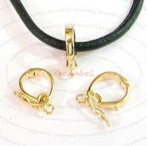 1pc Gold on .925 Sterling Silver Changeable Bail Pendant Connector Clasp Slider Enhancer Shortener / Findings/ Bright