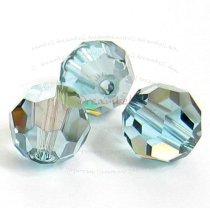 6 x Swarovski Crystal Elements Round Faceted 5000 Aquamarine Satin 8mm