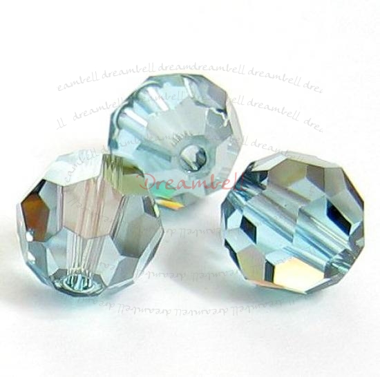6 x Swarovski Crystal Elements Round Faceted 5000 Aquamarine Satin 8mm