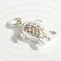 1x STERLING SILVER SEA TURTLE DANGLE CHARM PENDANT 16mm