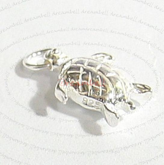 1x STERLING SILVER SEA TURTLE DANGLE CHARM PENDANT 16mm