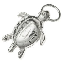1x STERLING SILVER SEA TURTLE DANGLE CHARM PENDANT 16mm