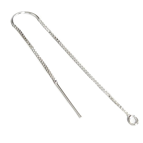 2x Sterling Silver EAR Wire Thread with Bridge & Jump Ring Earwires 2.3"