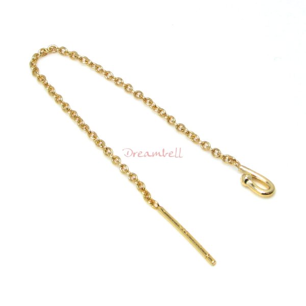 2x Vermeil Gold Sterling Silver EAR Wire Thread & Hook Earwires 3.5"