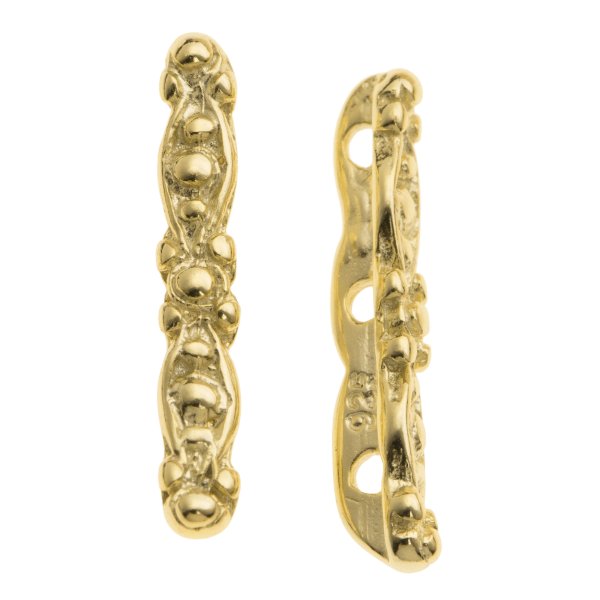 2x 14K Gold plated over Sterling silver 3 Strand Flower bead spacer 15.8mm