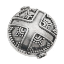 1x Bali Sterling Silver Round Dots CROSS Focal Bead 15mm
