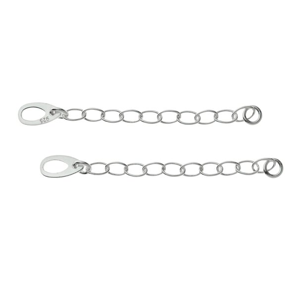 2x STERLING SILVER Bead Chain Extender w/ 9mm teardrop disc 2"