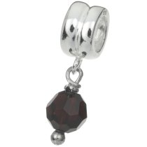 Sterling Silver Birthstone January Danlge Crystal Bead for European Charm Bracelets