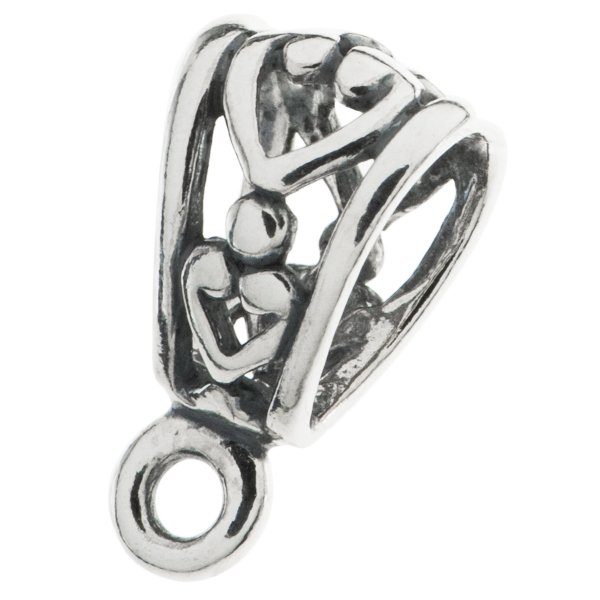 1x STERLING SILVER HEART Bail CLASP Pendant Connector
