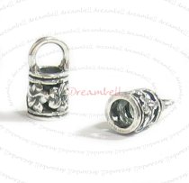 2 x STERLING SILVER FLOWER Bead 4mm LEATHER Cord END CAP