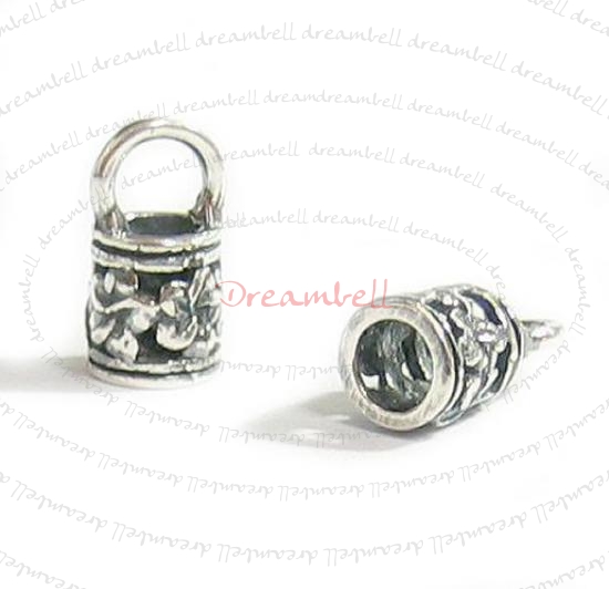2 x STERLING SILVER FLOWER Bead 4mm LEATHER Cord END CAP