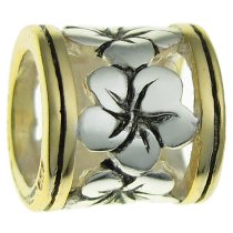 14K Gold Plated 925 Sterling Silver Frangipanni Flower for European Charm Bracelets