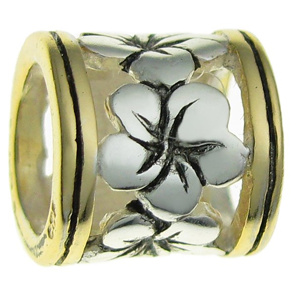 14K Gold Plated 925 Sterling Silver Frangipanni Flower for European Charm Bracelets