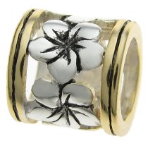 14K Gold Plated 925 Sterling Silver Frangipanni Flower for European Charm Bracelets