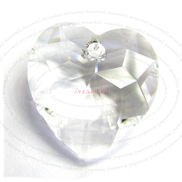 1x SWAROVSKI 6215 CLEAR HEART CRYSTAL PENDANT 18mm