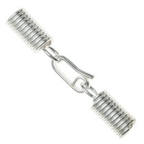 1x STR SILVER COIL 3mm LEATHER CAP PIGTAIL Hook CLASP
