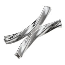 8x Sterling Silver Twin Twist curve Bead Tube 12mm x 5.5mm