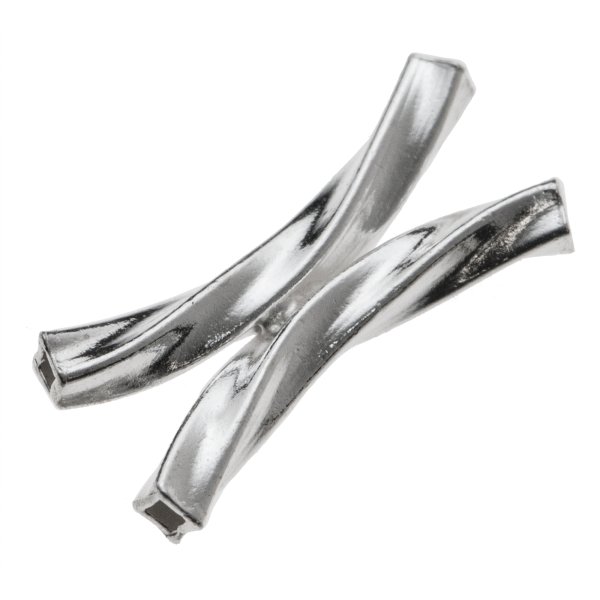 8x Sterling Silver Twin Twist curve Bead Tube 12mm x 5.5mm
