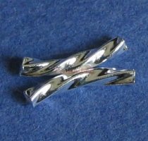 8x Sterling Silver Twin Twist curve Bead Tube 12mm x 5.5mm