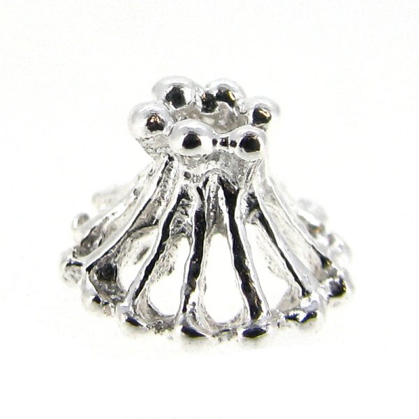 4x Sterling Silver Bali Bead Daisy Cone Cap 5x 8mm